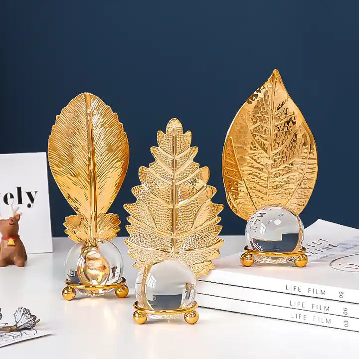 Golden Leaves Sculpture Set