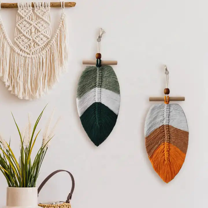 Leafy Macrame Wall Decor Pair