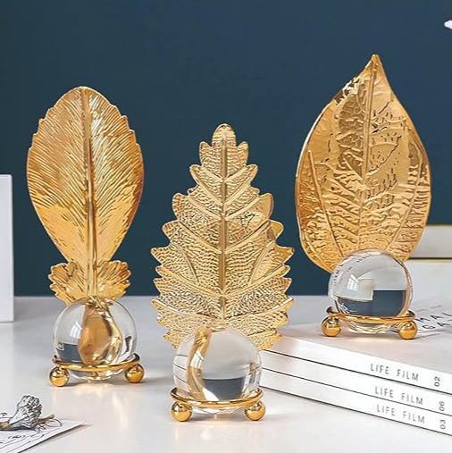 Golden Leaves Sculpture Set